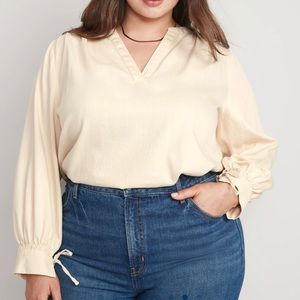Old Navy Split-Neck Puff-Sleeve Blouse for Women -XL